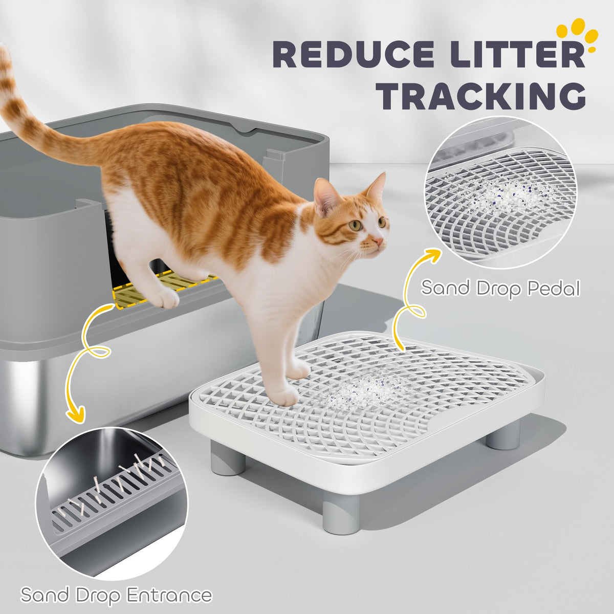 Stainless Steel Extra Large High Sided Litter Box with Scoop J49899