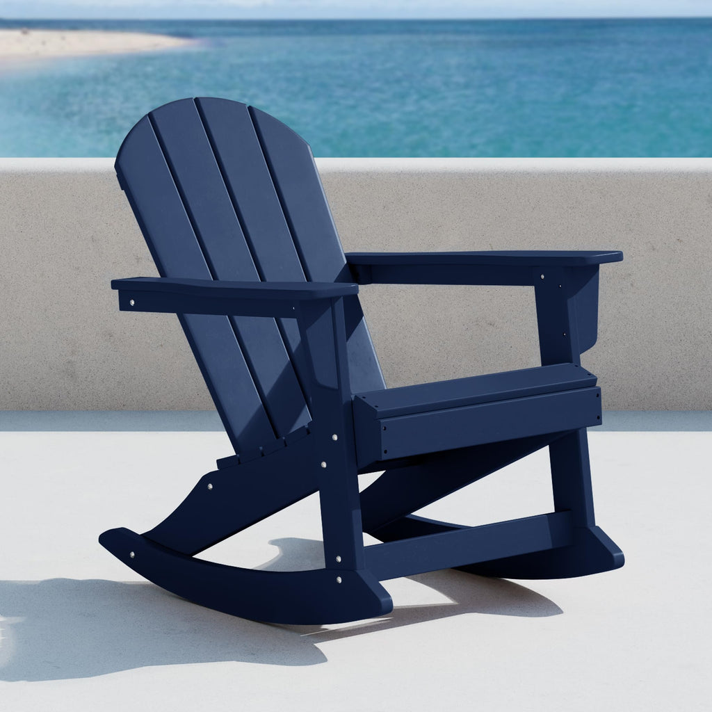 Navy Blue HDPE Outdoor Rocking Chair U7398