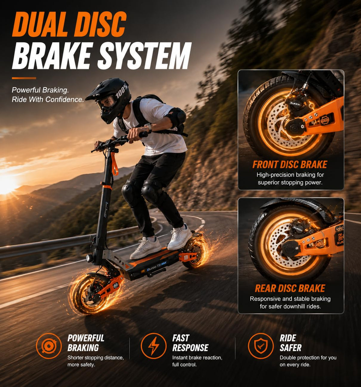 Electric Scooter 1000W Motor 31 MPH 38 Miles Range G63117