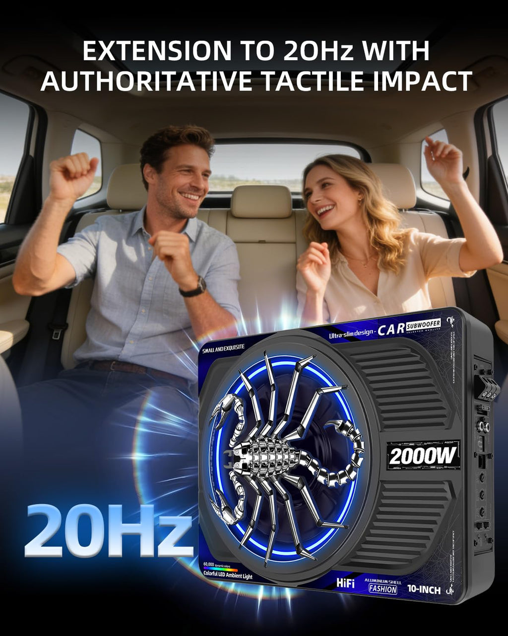 2000W 10 Inch Underseat Car Subwoofer and Amp Package F41487