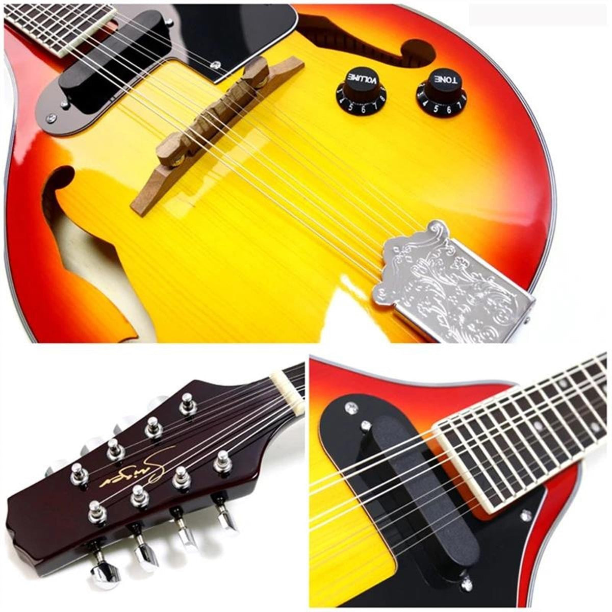 Spruce Acoustic Guitar 8 Strings Sunburst Mandolin F563