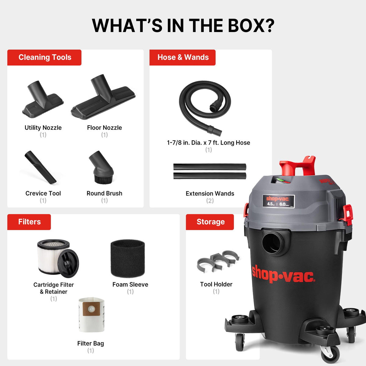 6 Gallon Wet and Dry Shop Vacuum F40970