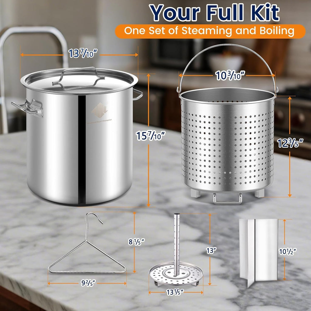 Stainless Steel 40QT Seafood Boil Pot with Basket P374915