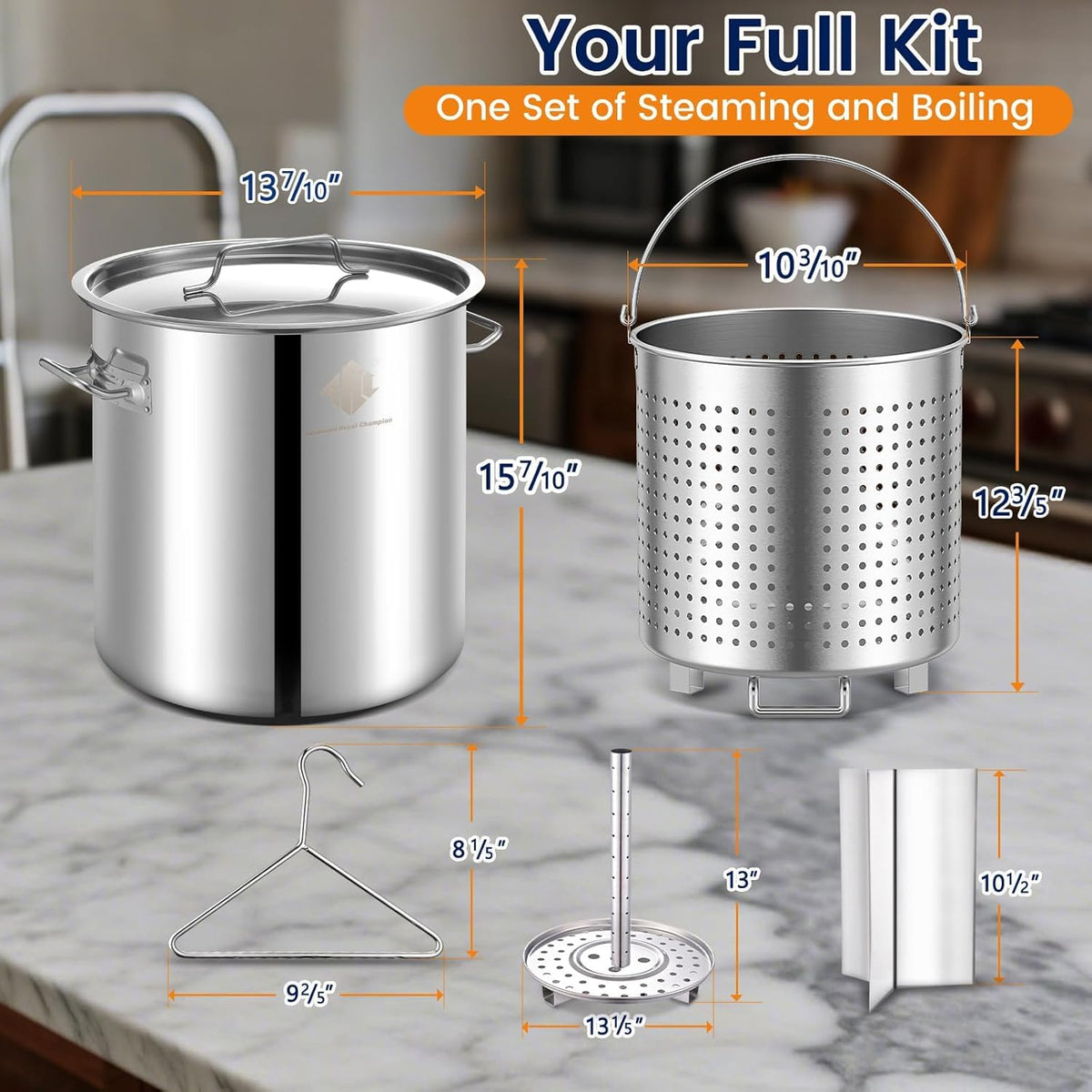 Stainless Steel 40QT Seafood Boil Pot with Basket P374915