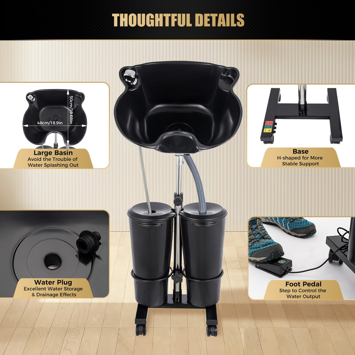 Portable Shampoo Bowl with Electric Pump P909