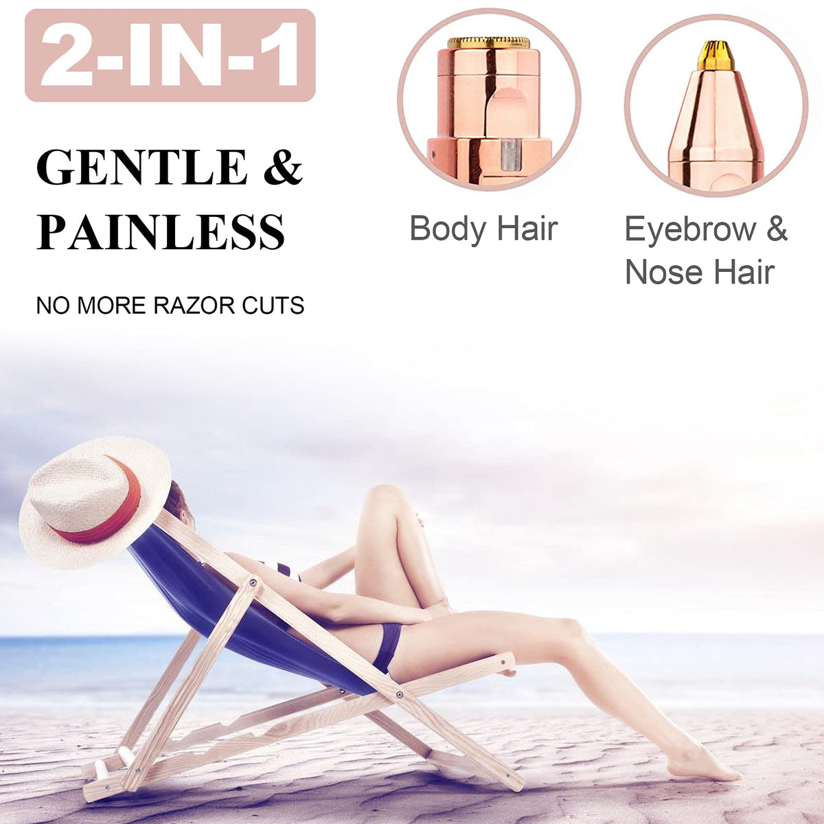 Facial Hair Remover 2-in-1 Rechargeable Epilator White L594