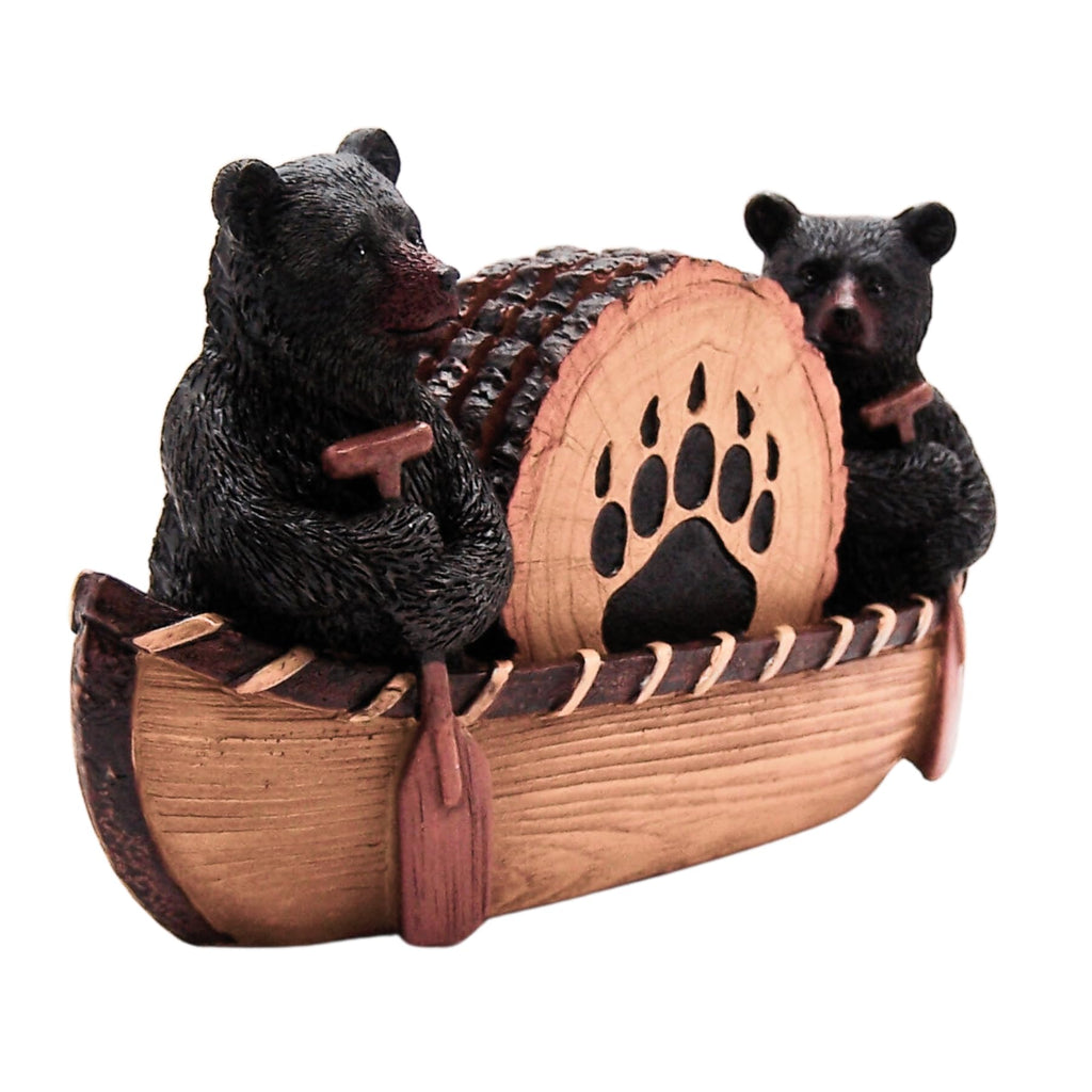 Set of 4 Rustic Bear Canoe Coasters G1536