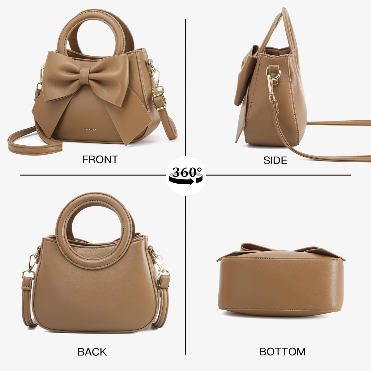 Vegan Leather Crossbody Bag with Top Carry Handle Y17611