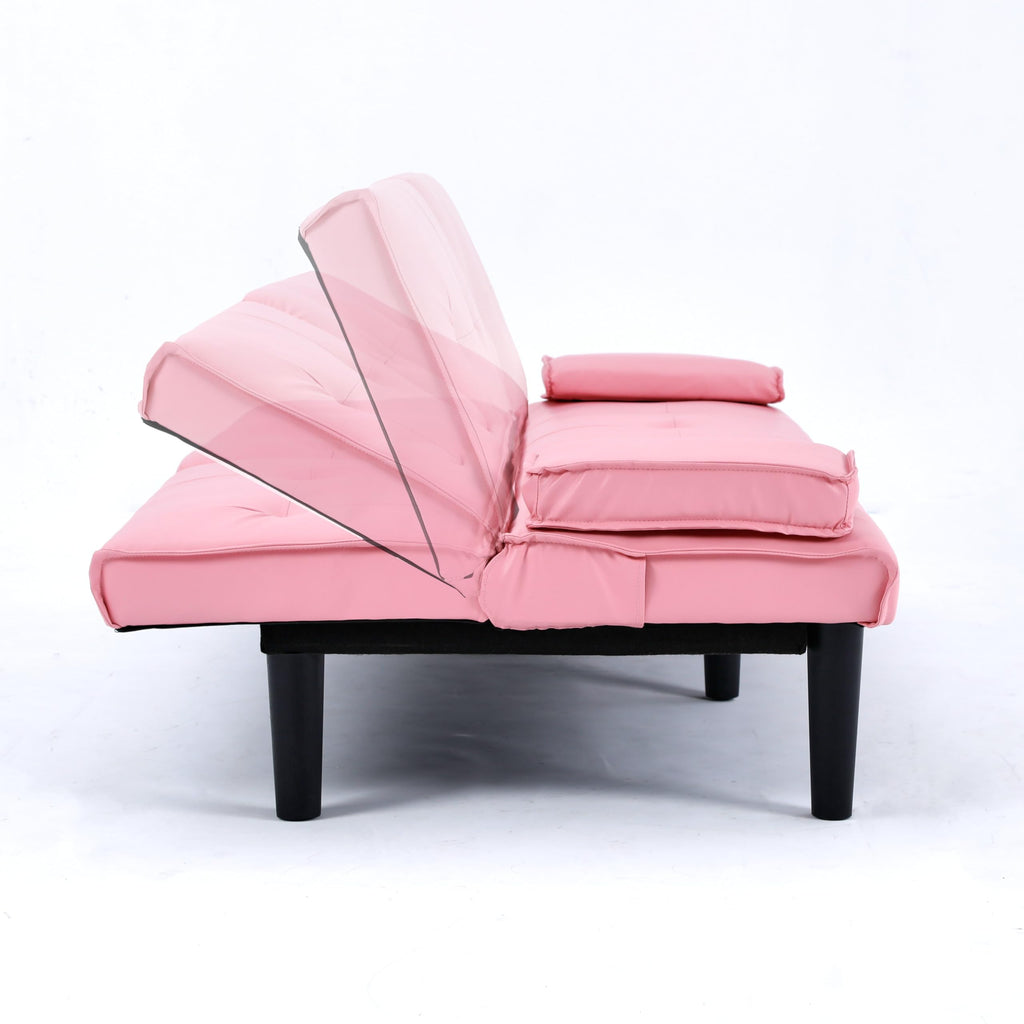 Pink 3 in 1 Convertible Sleeper Sofa Bed with Cup Holder J178