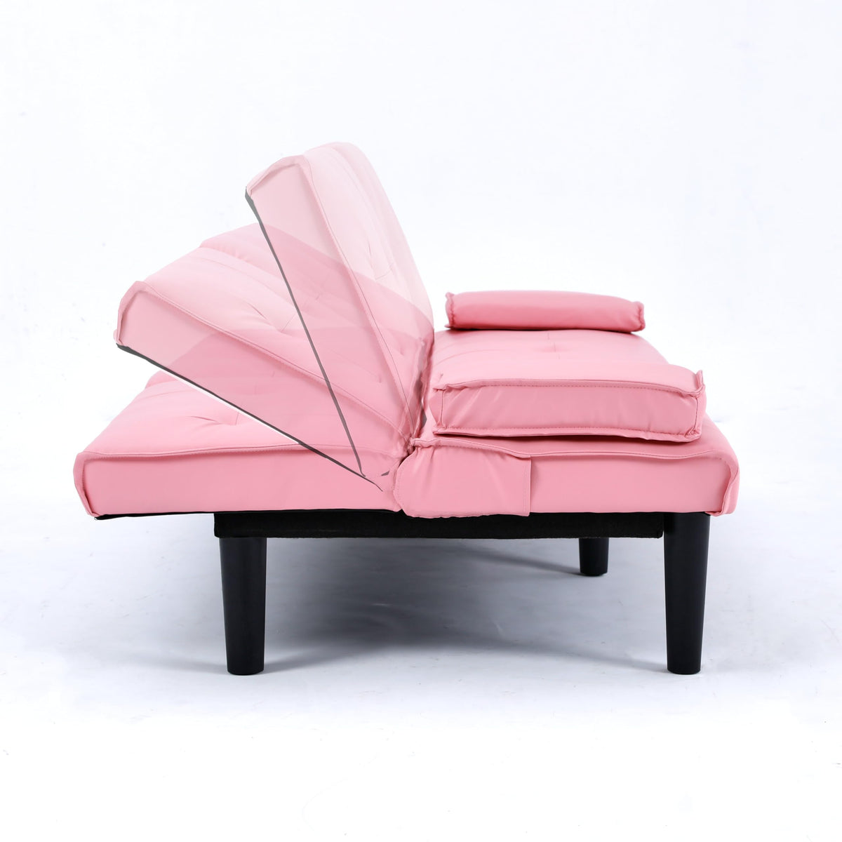 Pink 3 in 1 Convertible Sleeper Sofa Bed with Cup Holder J178