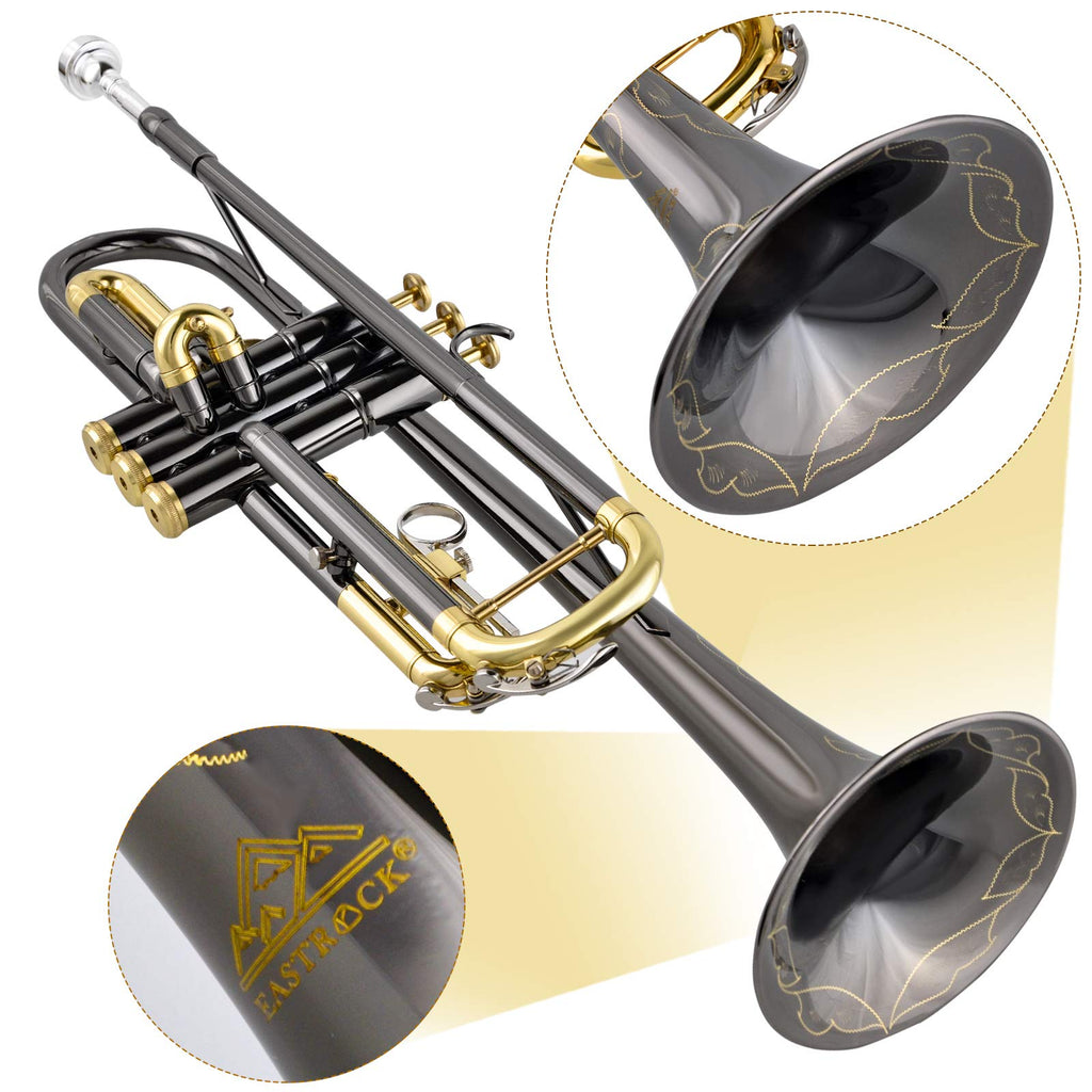 Bb Trumpet Set with Carrying Case, Gloves, 7C Mouthpiece, Tuning Rod, Black Nickel X21929