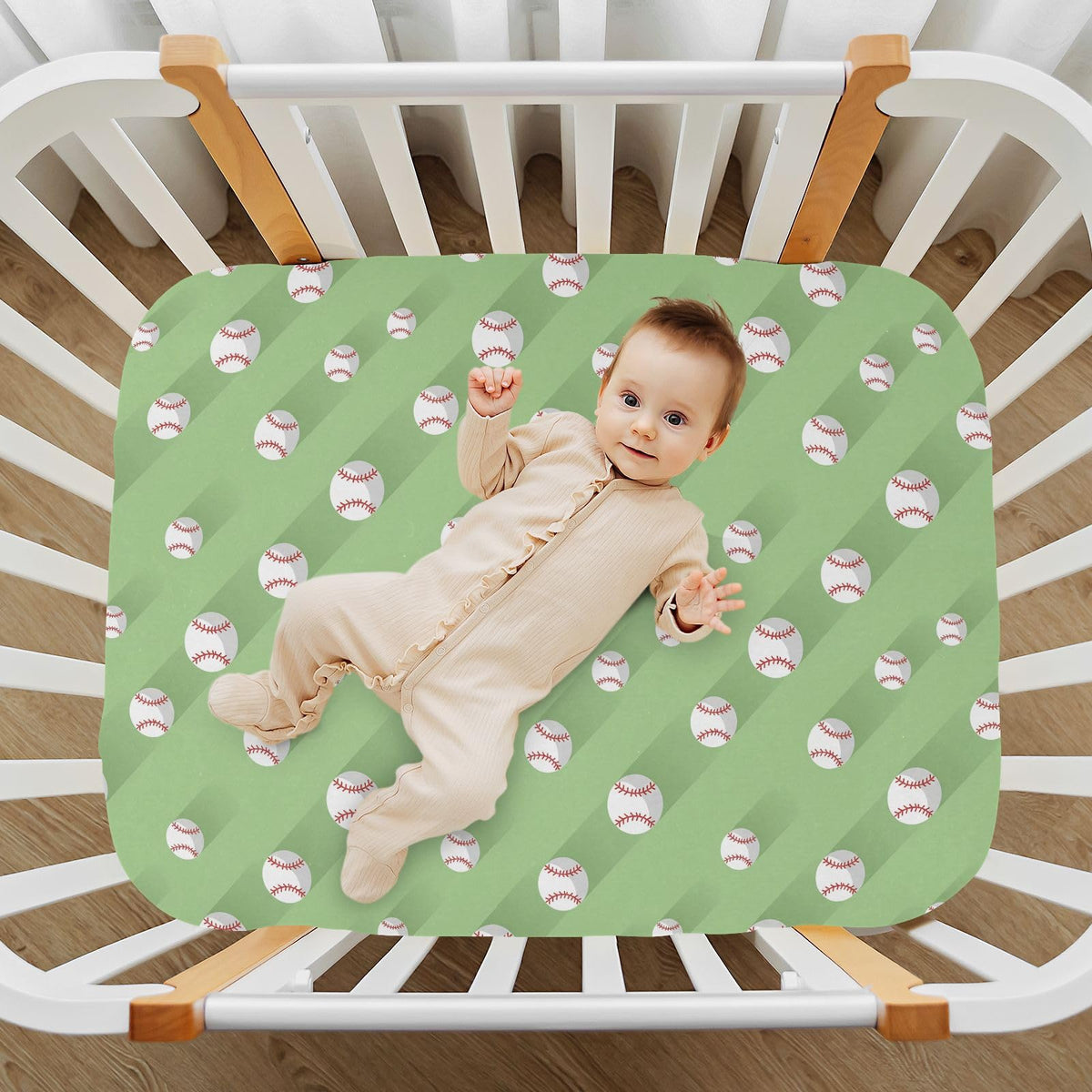 Baseball 3D Print Crib Sheet 52" x 28" Y646