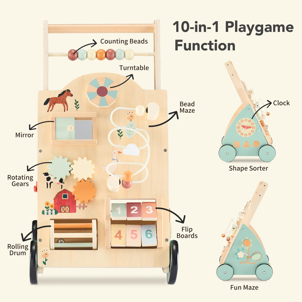Wooden Baby Walker with Activity Center J296262
