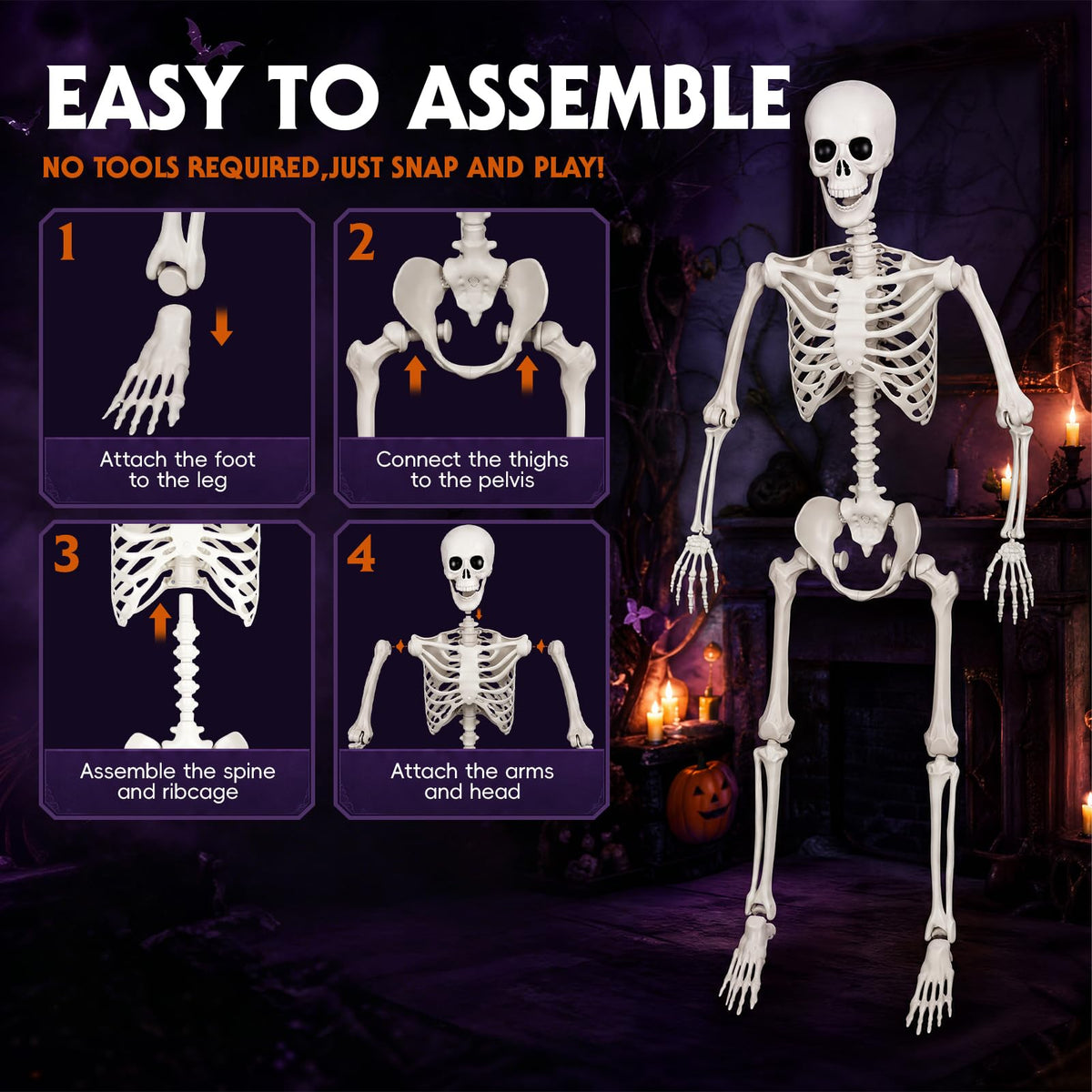 5.4FT Posable Life Size Skeleton (2PCS) L73007