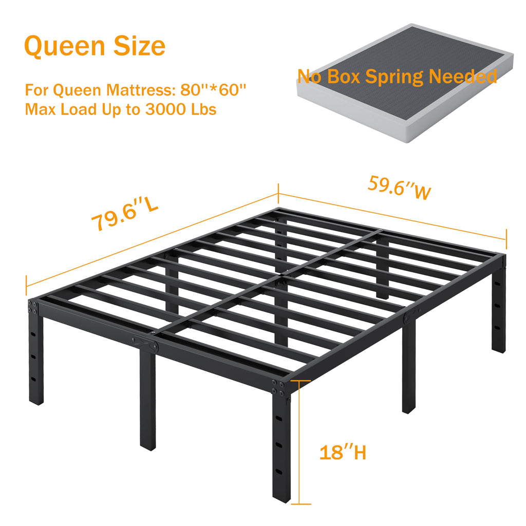 Queen Size 18 Inch Metal Platform Bed Frame K17866
