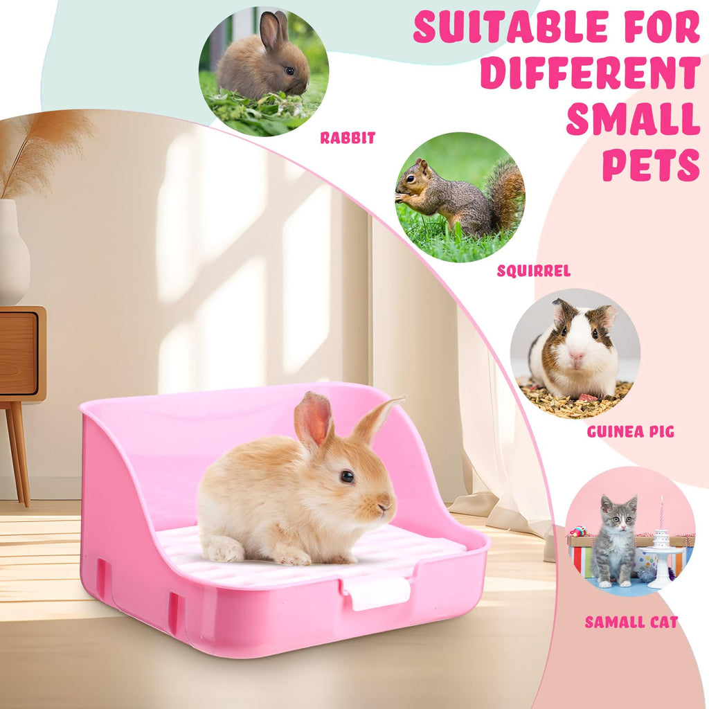 15 Pcs Rabbit Starter Kit Litter Box Grooming Kit Toys Bowl Blankets Cleaning Set Pink U544967