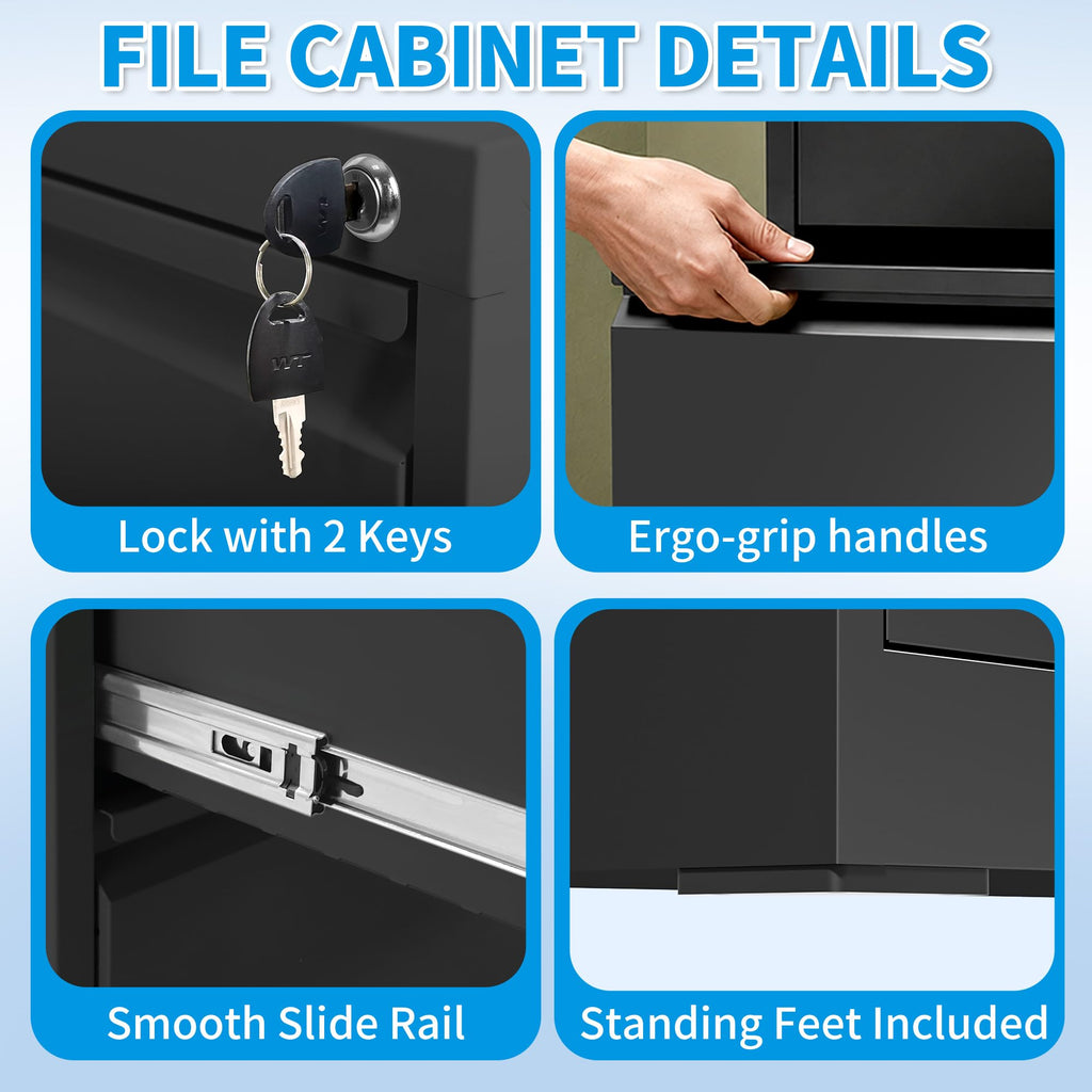 4-Drawer Mobile File Cabinet with Lock and Wheels G4214