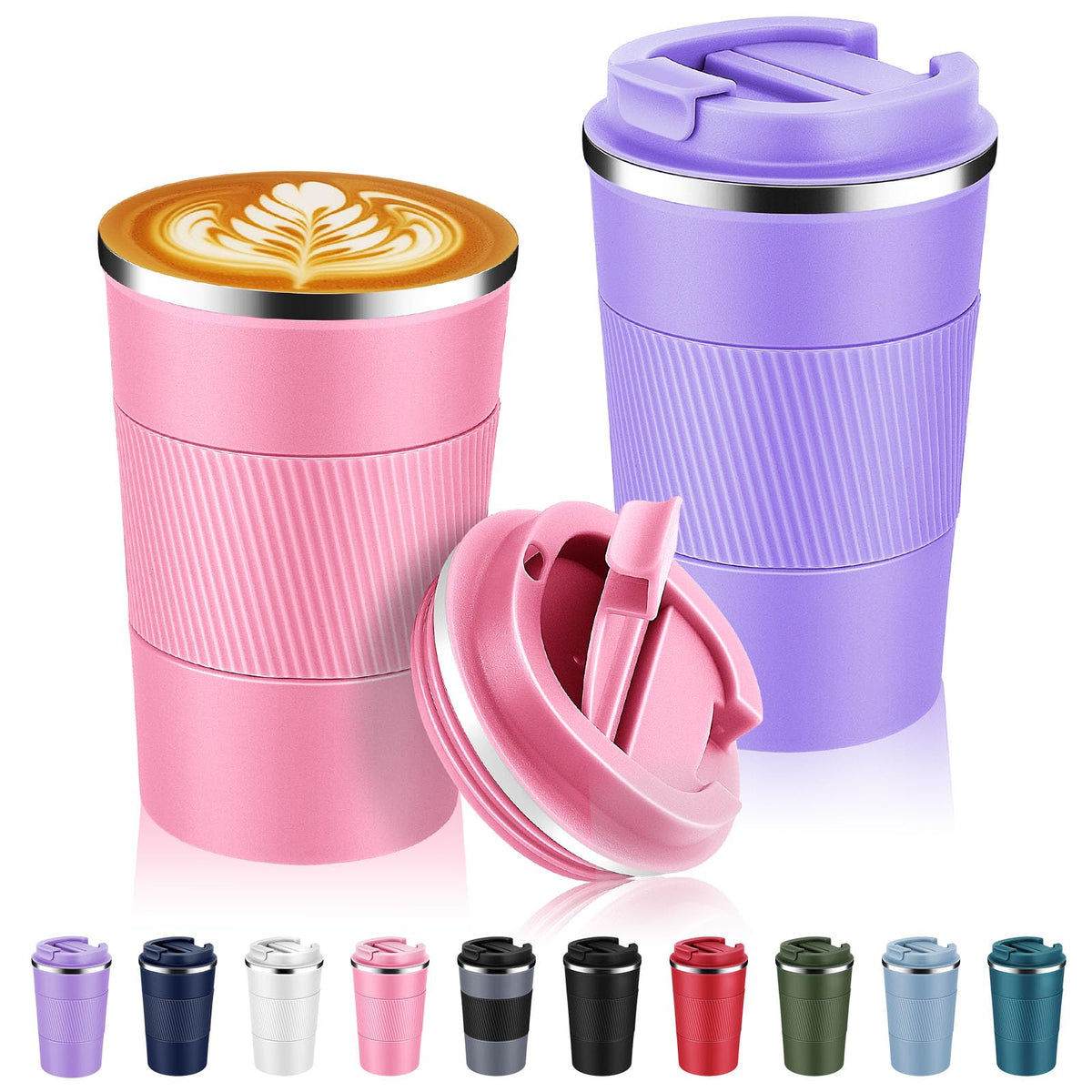 13 oz Stainless Steel Insulated Travel Coffee Mug 2 Pack H31582