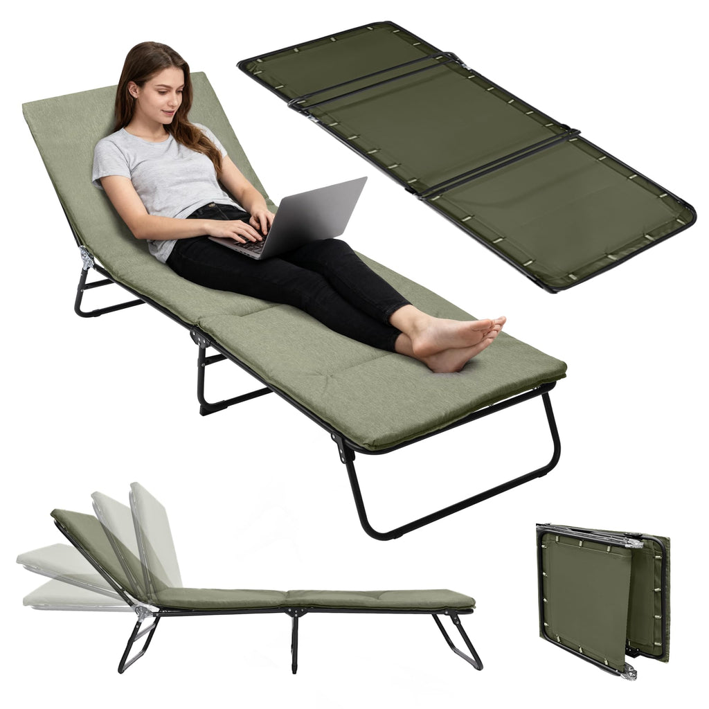 Camping Cot with Mattress Portable Folding Double Layer 1200D W882369