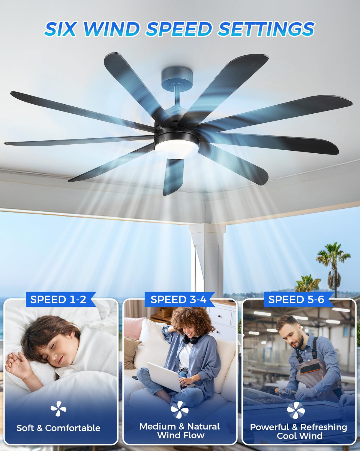 72 Inch Ceiling Fan with Light M3230