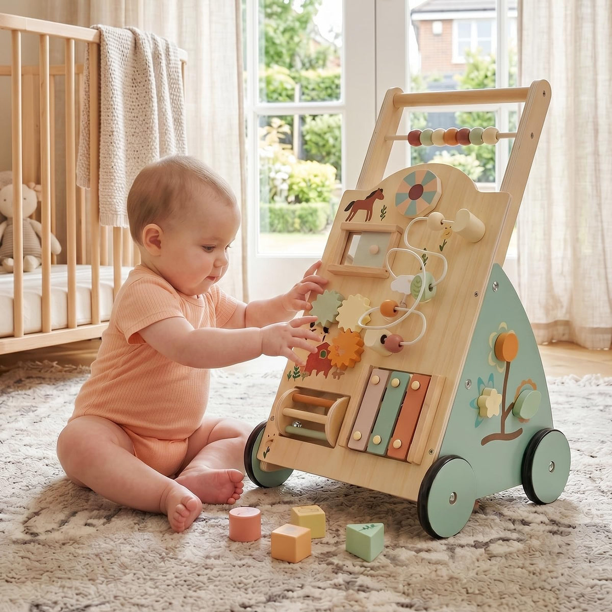 Wooden Baby Walker with Activity Center J296262