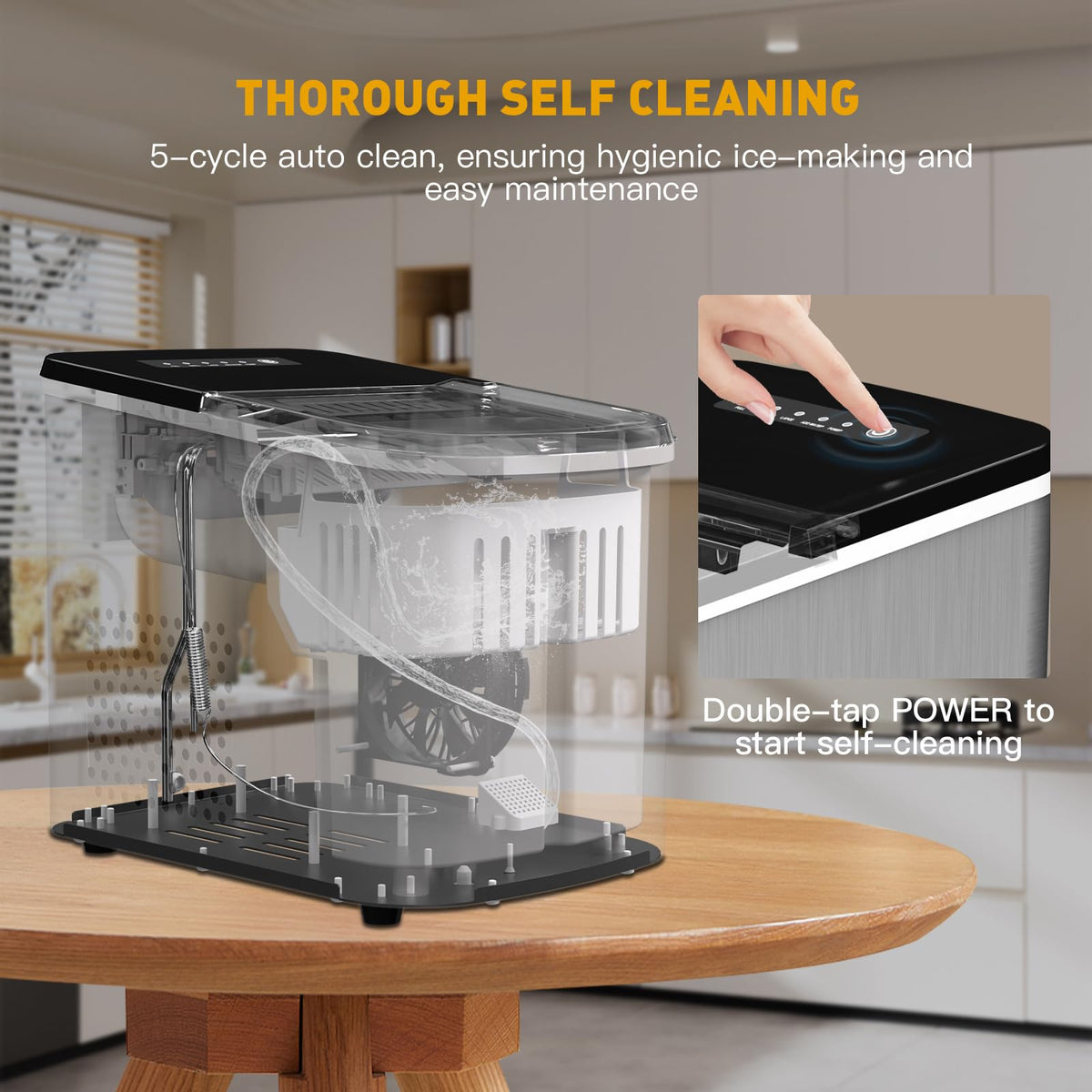Countertop Ice Maker 38lbs Per Day 9 Ice Cubes in 3.5 Minutes Self-Cleaning Portable Ice Machine 2 Bullet Sizes E246