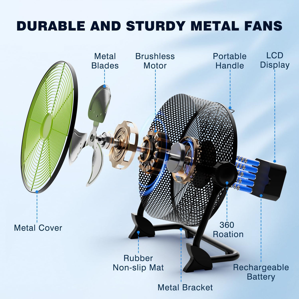 10 Inch Portable Rechargeable Floor Fan S5278