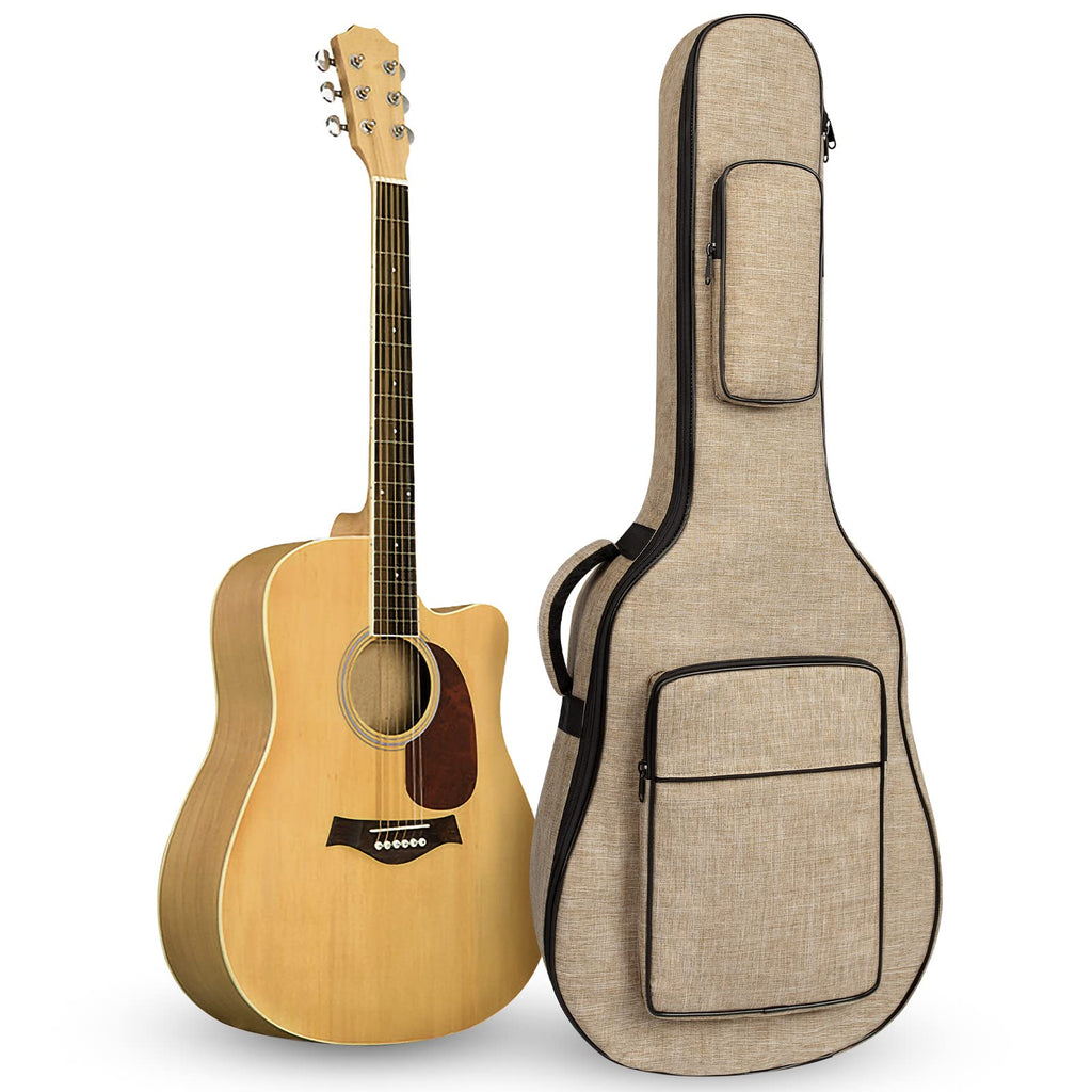 Khaki Acoustic Guitar Bag with Waterproof Padding and Shoulder Strap U902