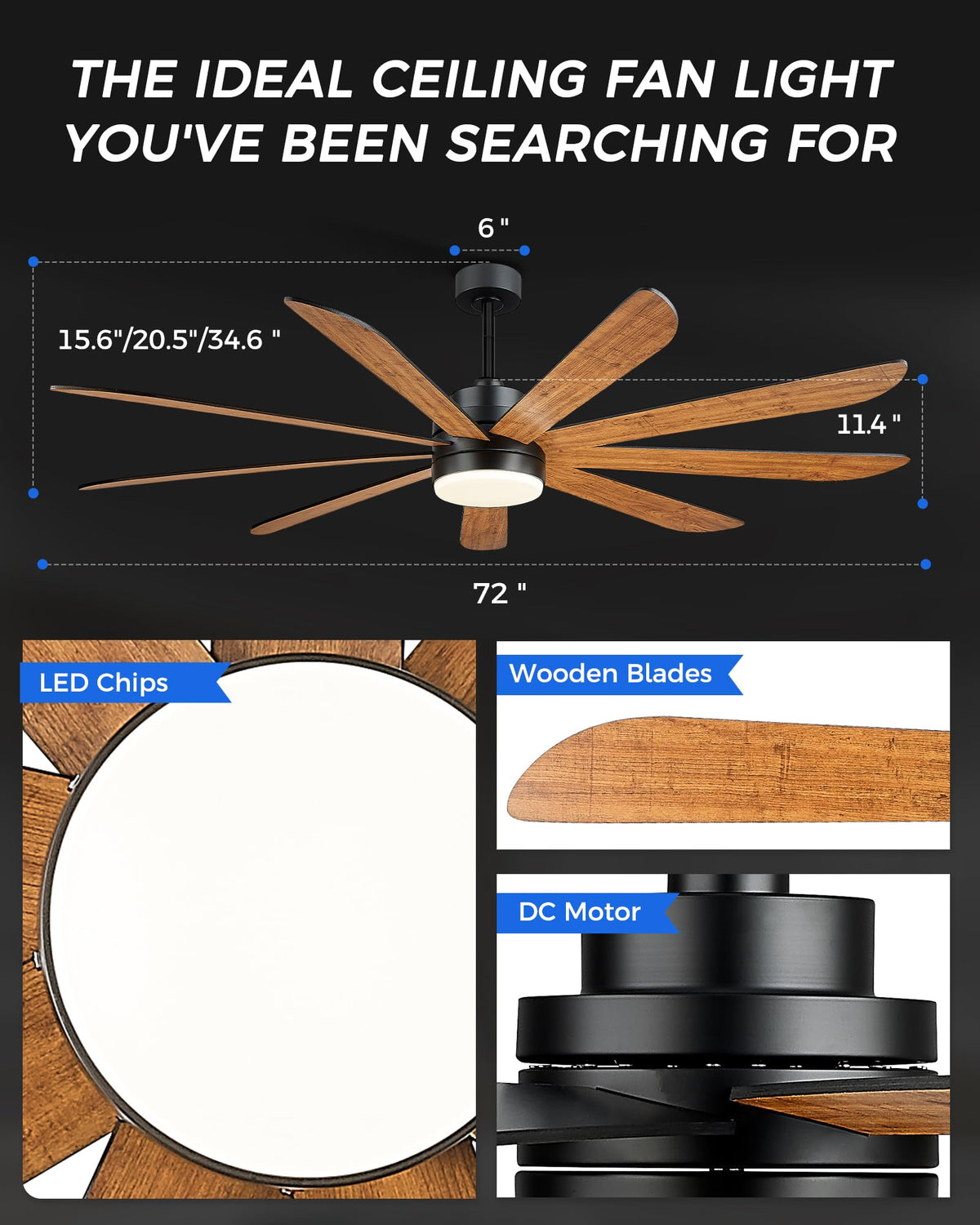 72 Inch Ceiling Fan with Light M3230