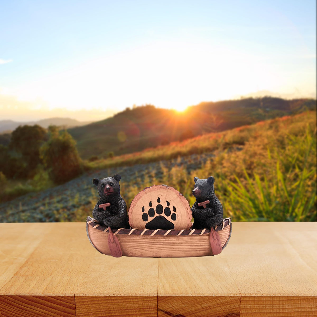 Set of 4 Rustic Bear Canoe Coasters G1536