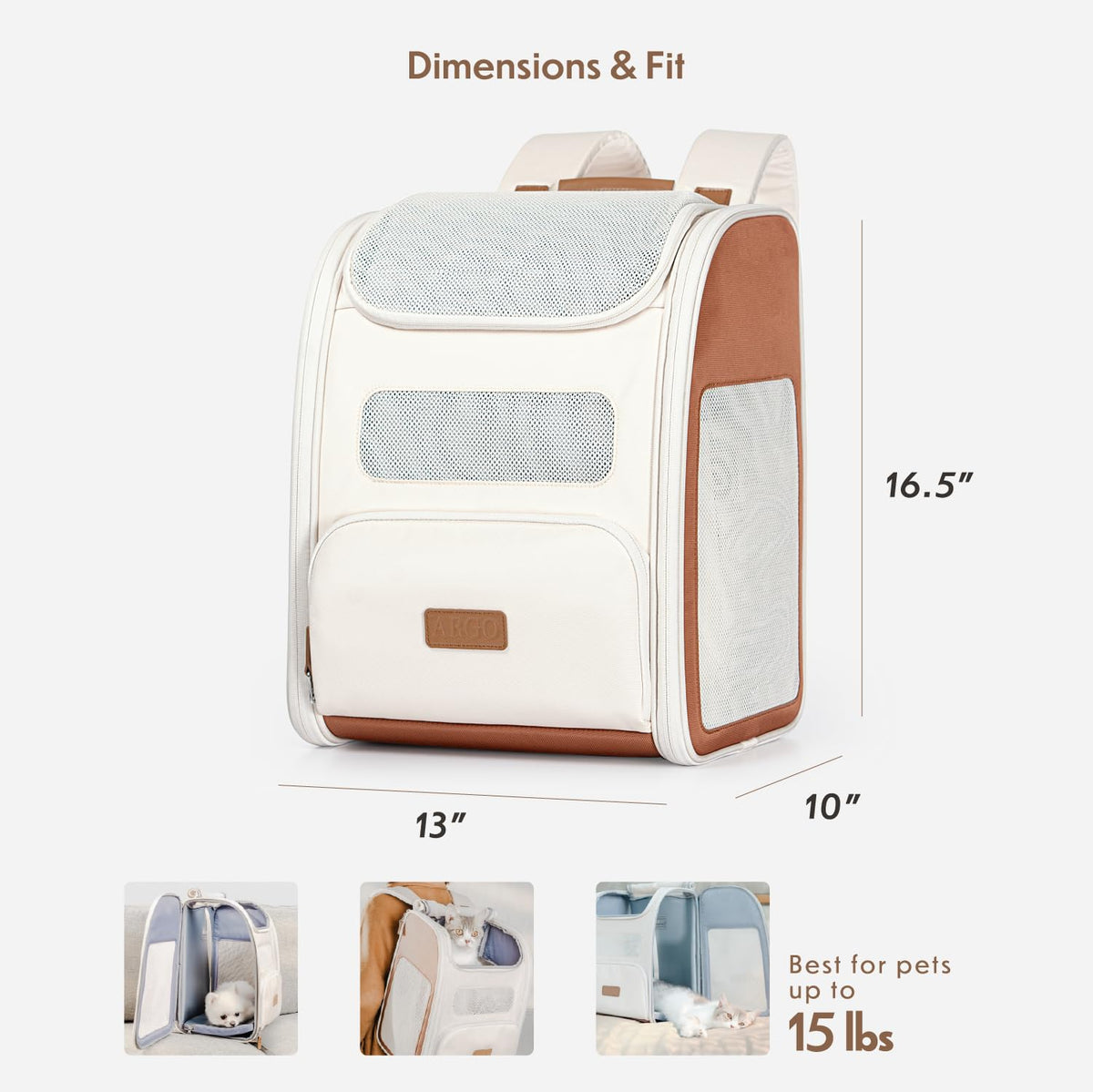 Tan Pet Backpack Carrier P342