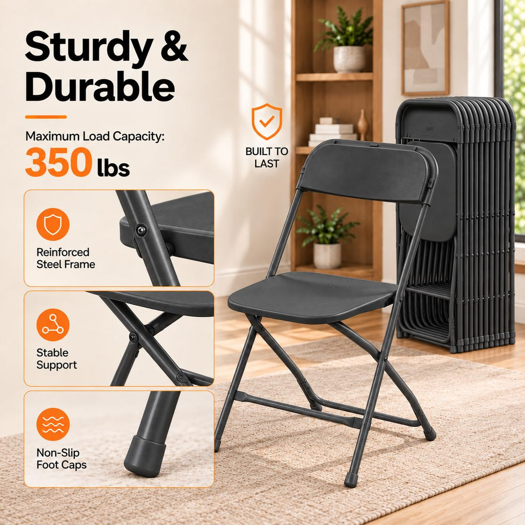 10 Pack Black Plastic Folding Chairs F2219