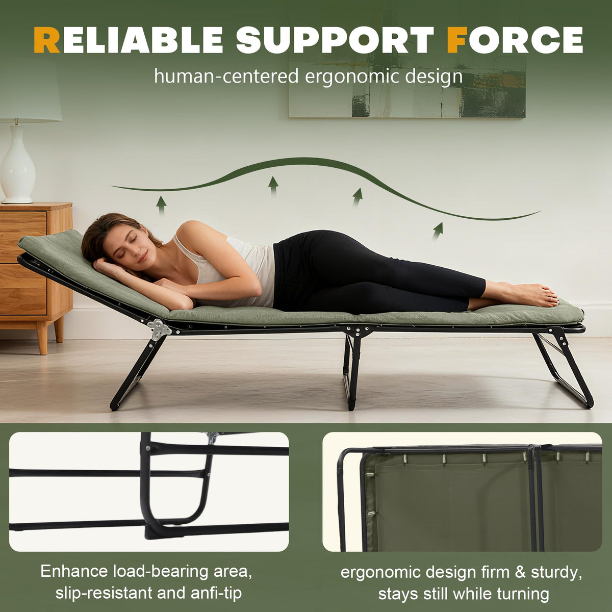 Camping Cot with Mattress Portable Folding Double Layer 1200D W882369
