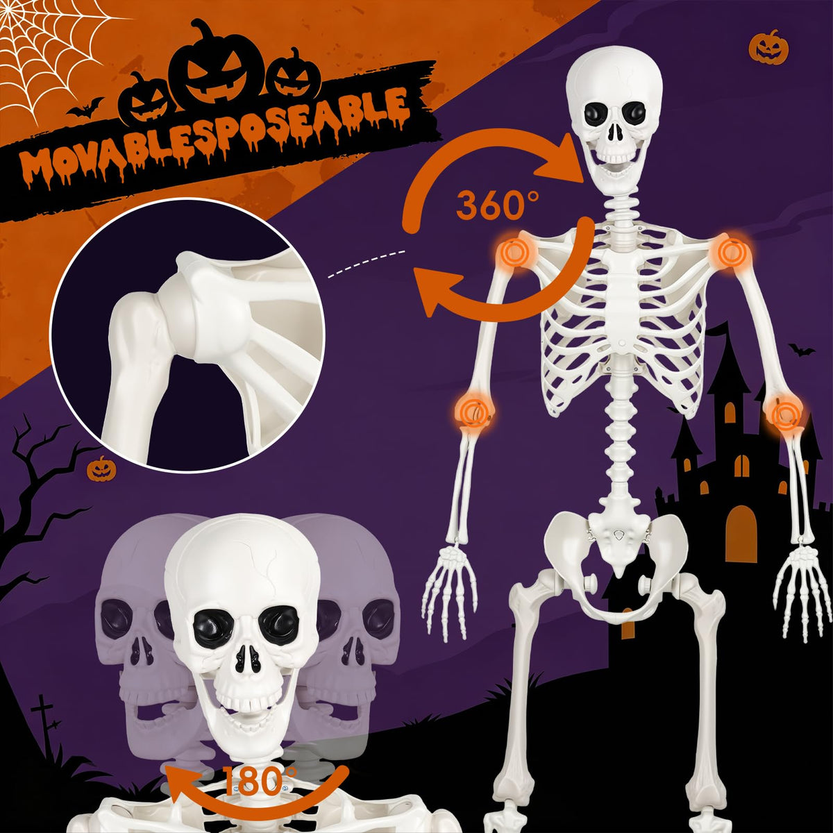 5.4FT Posable Life Size Skeleton (2PCS) L73007