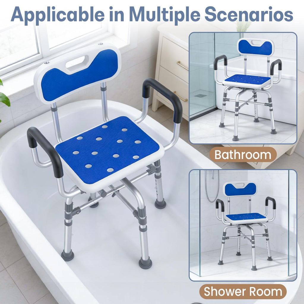 550 lbs Capacity Swivel Shower Chair with Back and Arms D8942