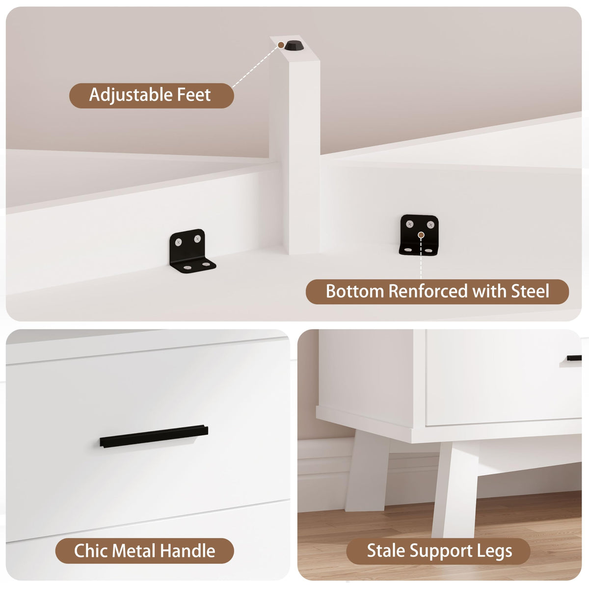 White 6 Drawer Wood Dresser A62240