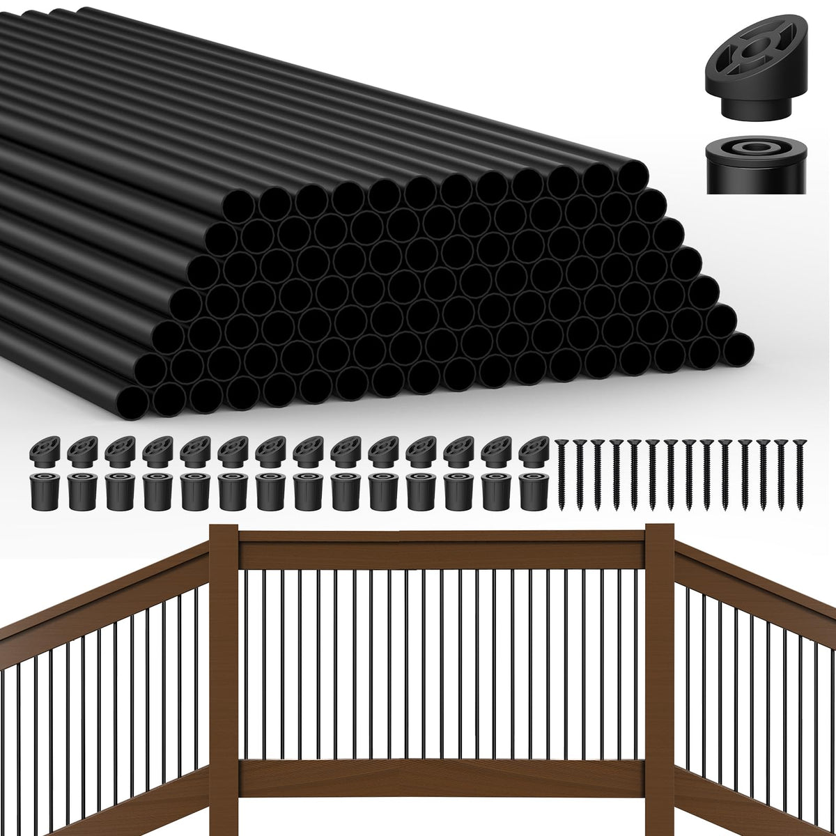 105 Pack 26" Black Aluminum Deck Balusters M658