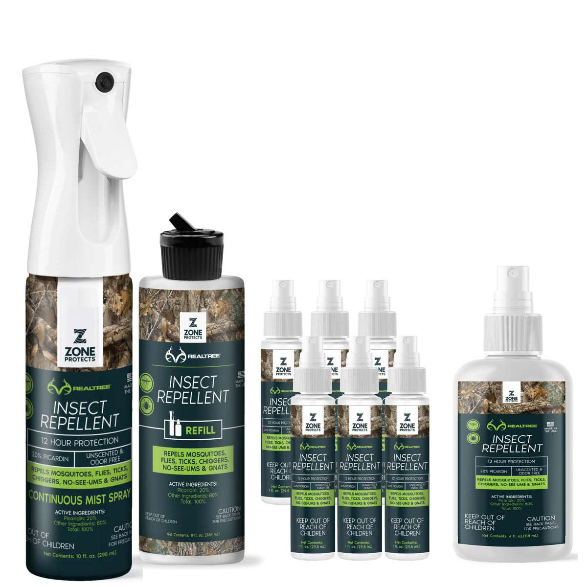 Picaridin Insect Repellent 10oz + 8oz + 6 x 1oz + 4oz N385