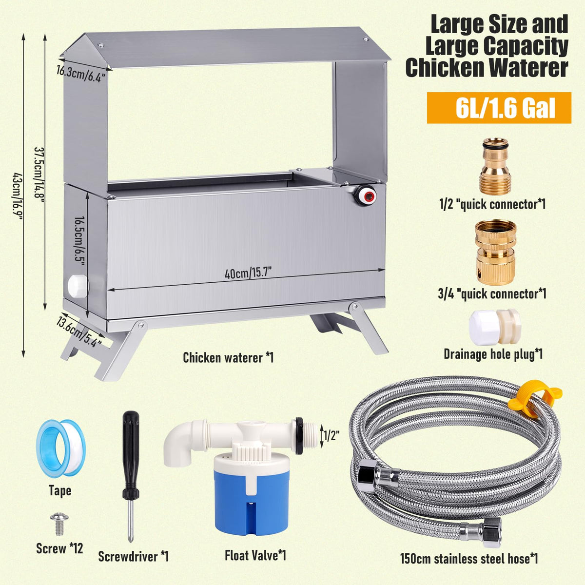 Stainless Steel Automatic Chicken Waterer J777