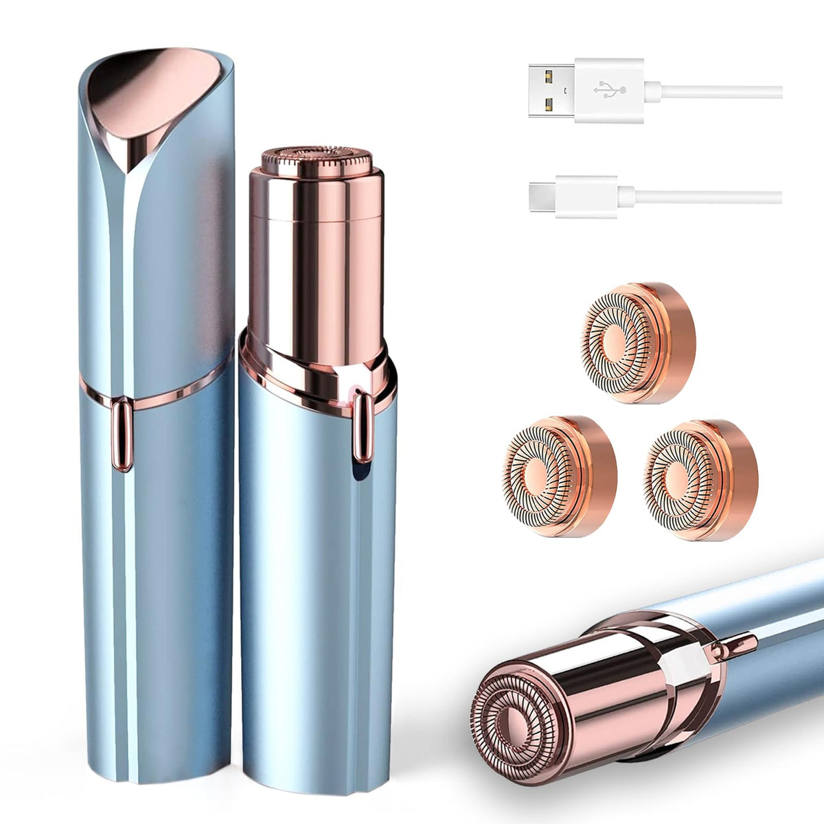 Facial Hair Removal USB Rechargeable 3 Replacement Heads C54433