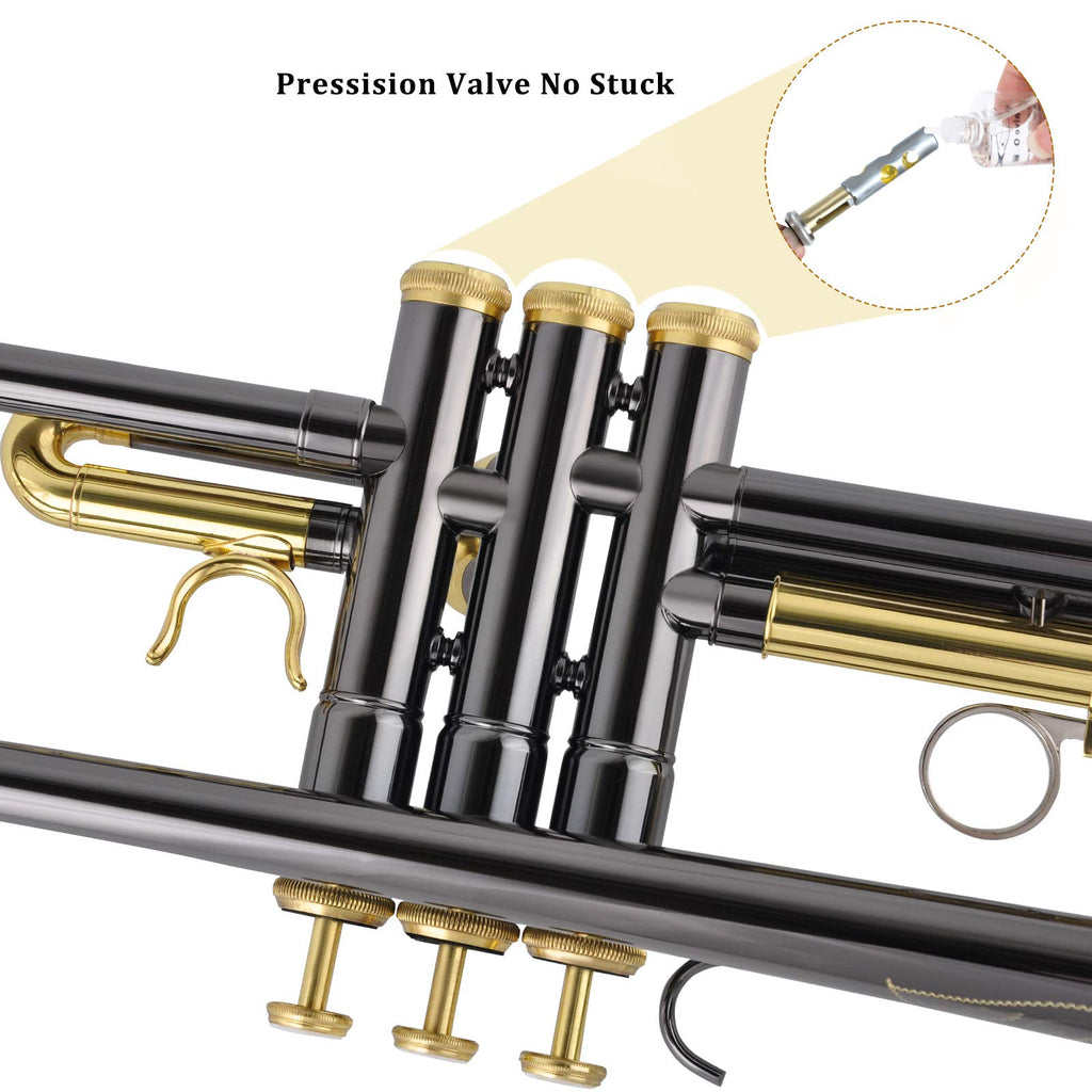 Bb Trumpet Set with Carrying Case, Gloves, 7C Mouthpiece, Tuning Rod, Black Nickel X21929