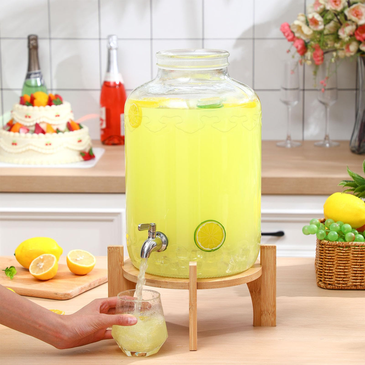 3 Gallon Glass Beverage Dispenser with Stand G6127