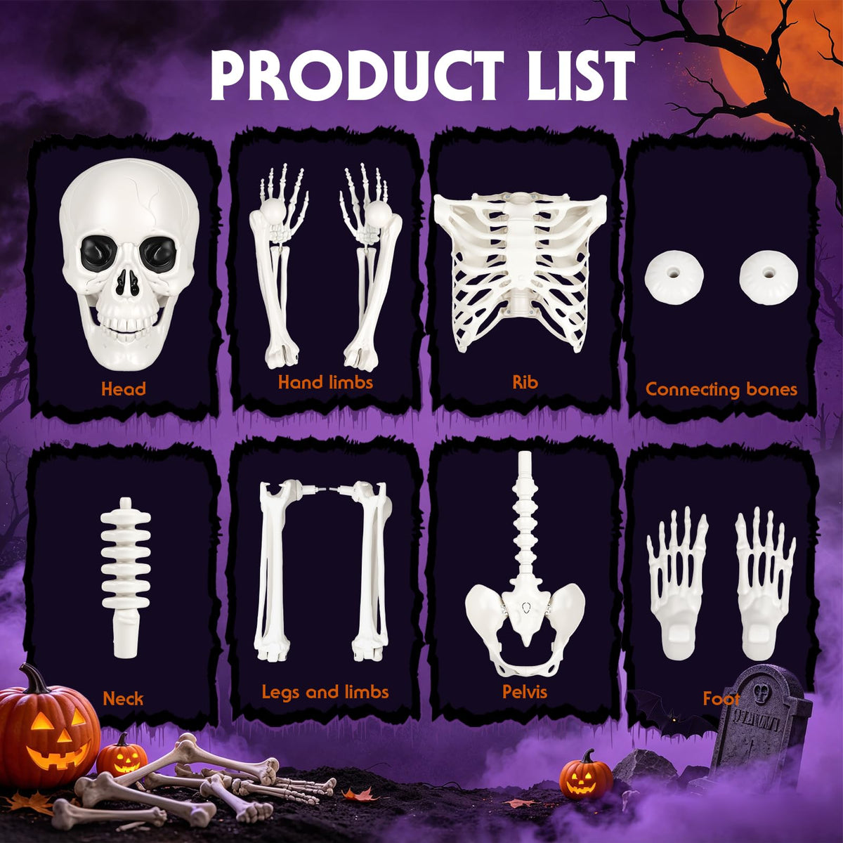 5.4FT Posable Life Size Skeleton (2PCS) L73007