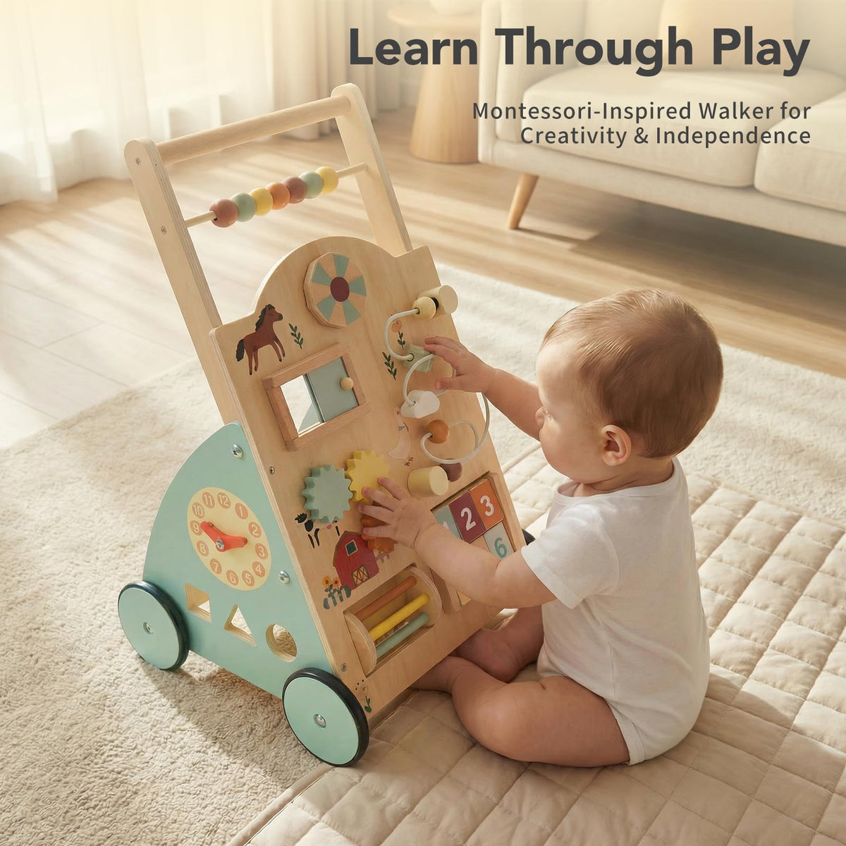 Wooden Baby Walker with Activity Center J296262