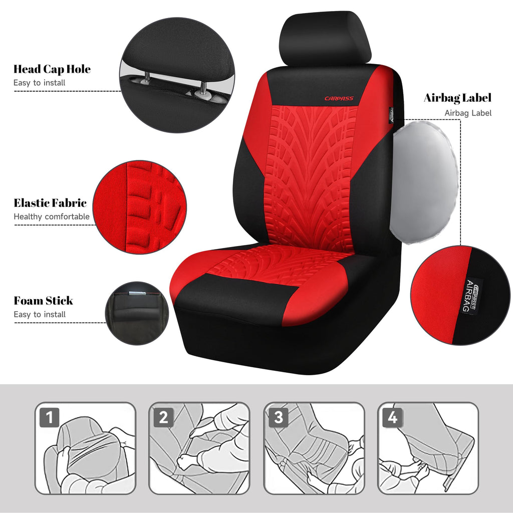 Car Seat Covers Full Sets Black Red D9108