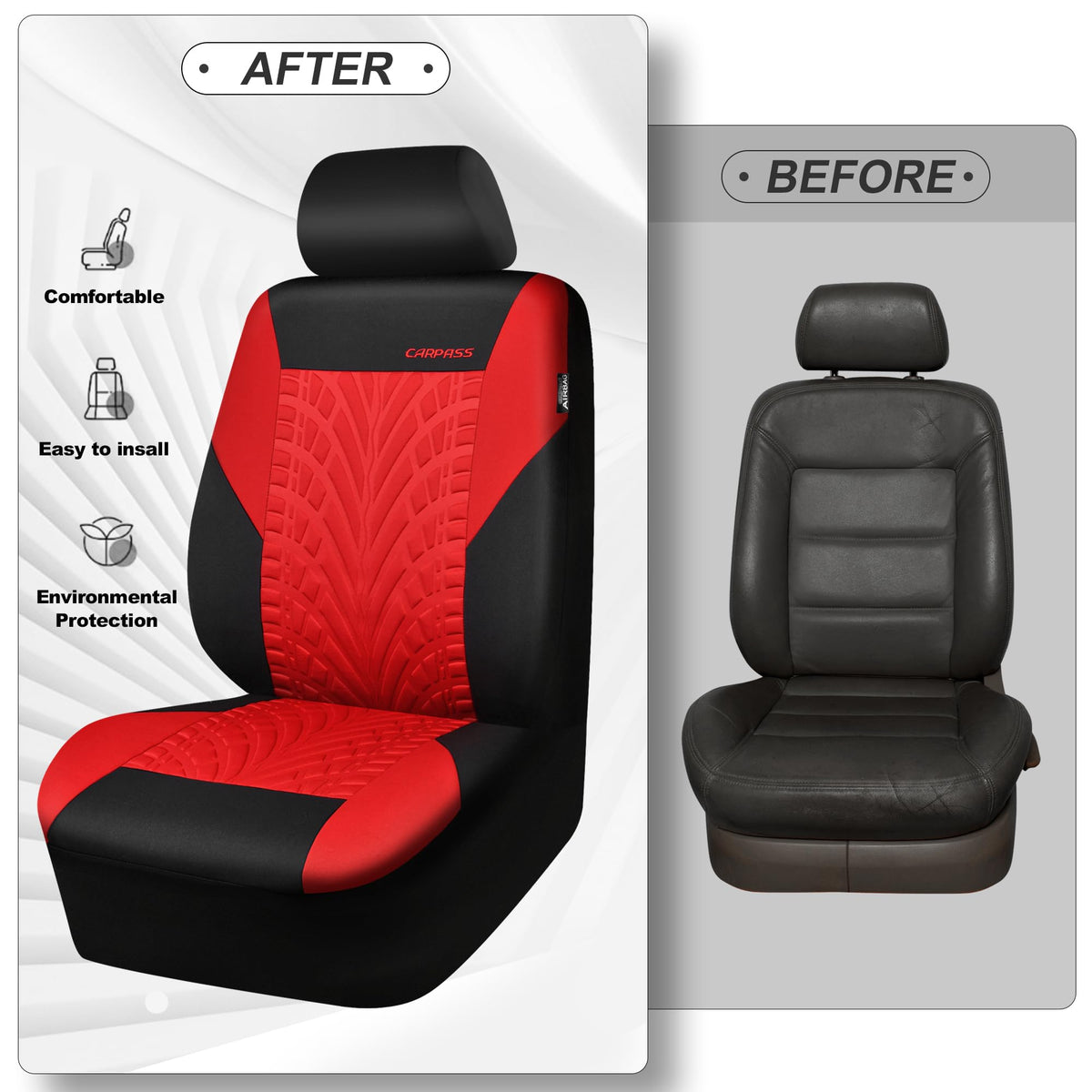 Car Seat Covers Full Sets Black Red D9108