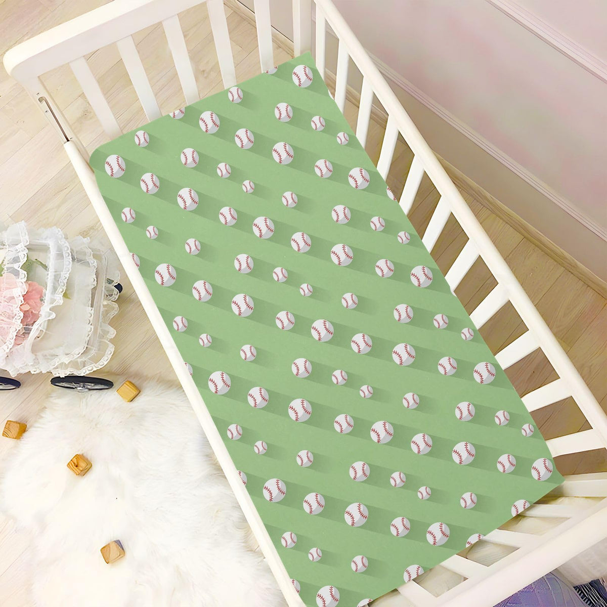 Baseball 3D Print Crib Sheet 52" x 28" Y646
