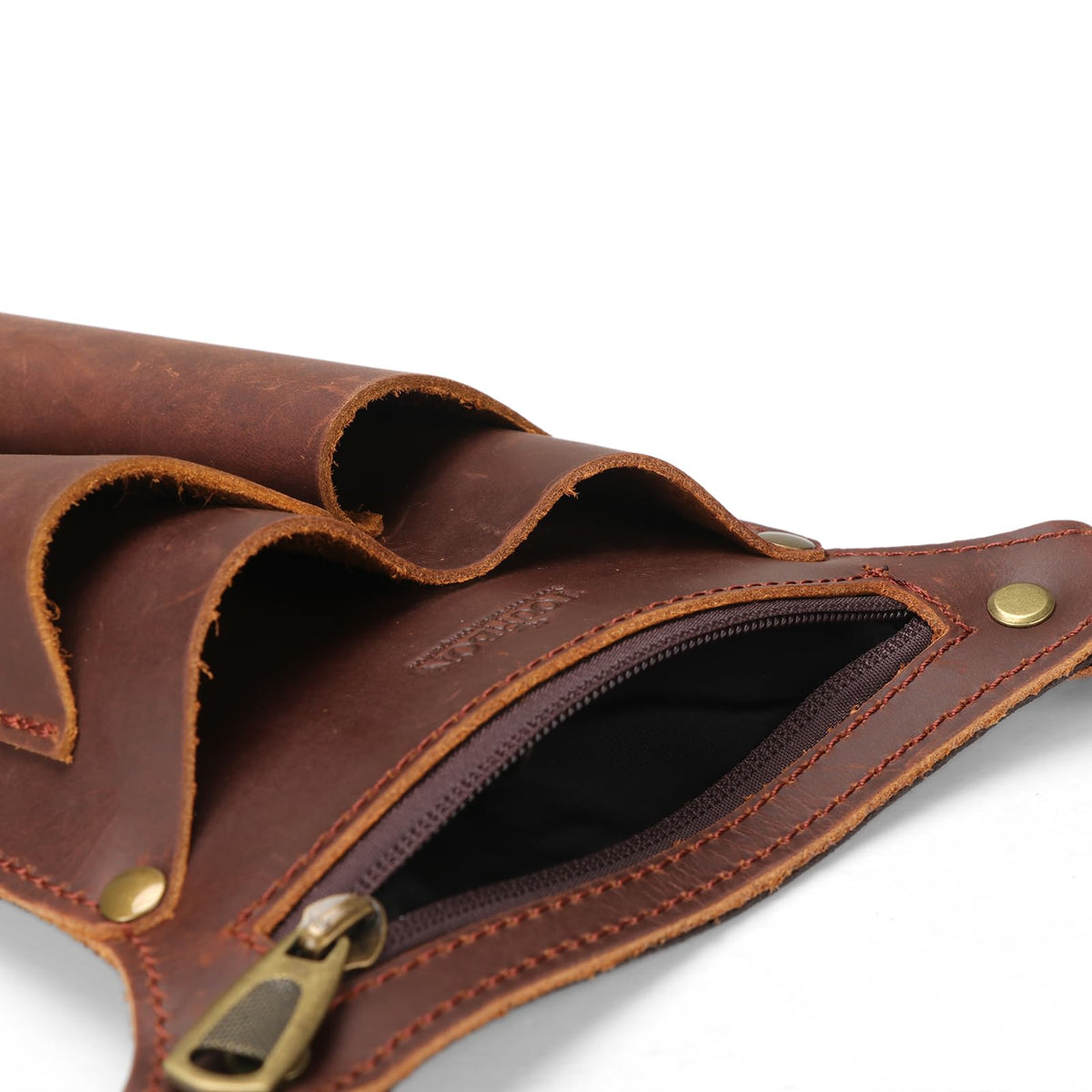 Brown Leather Gardening Tool Belt with 4 Pockets X654557