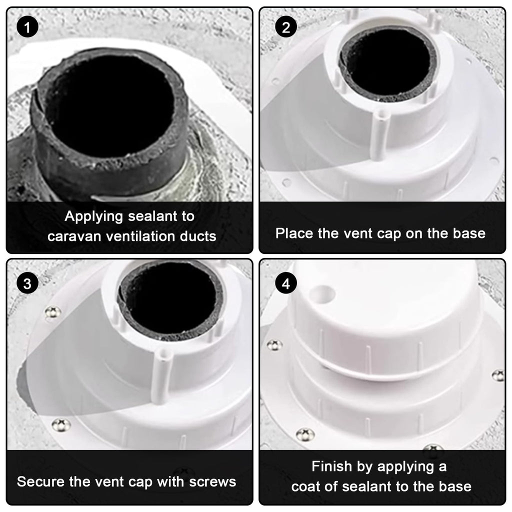RV Plumbing Vent Caps Kit 2Pcs Plastic Roof Sewer Vent Cover Caps Black Y762