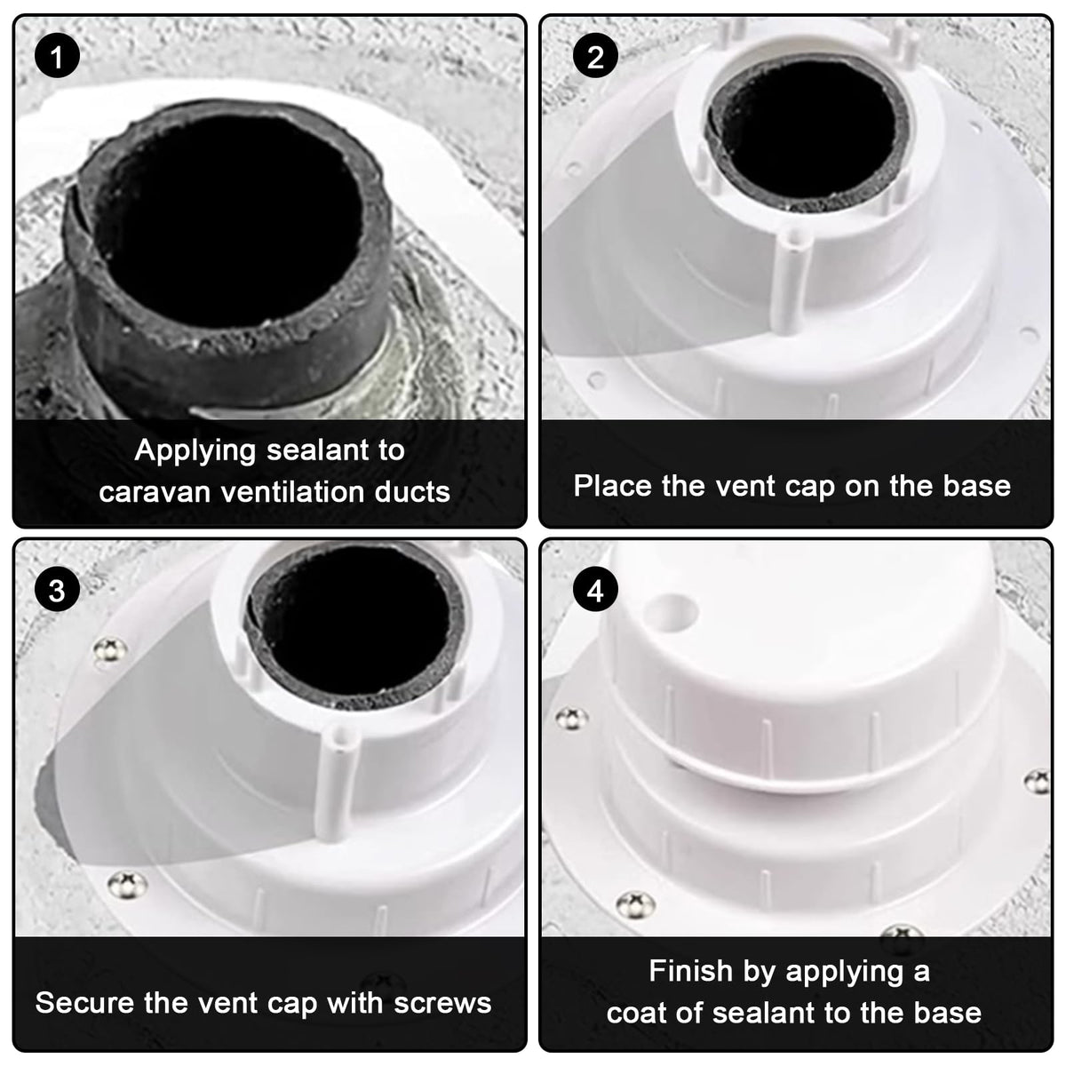 RV Plumbing Vent Caps Kit 2Pcs Plastic Roof Sewer Vent Cover Caps Black Y762